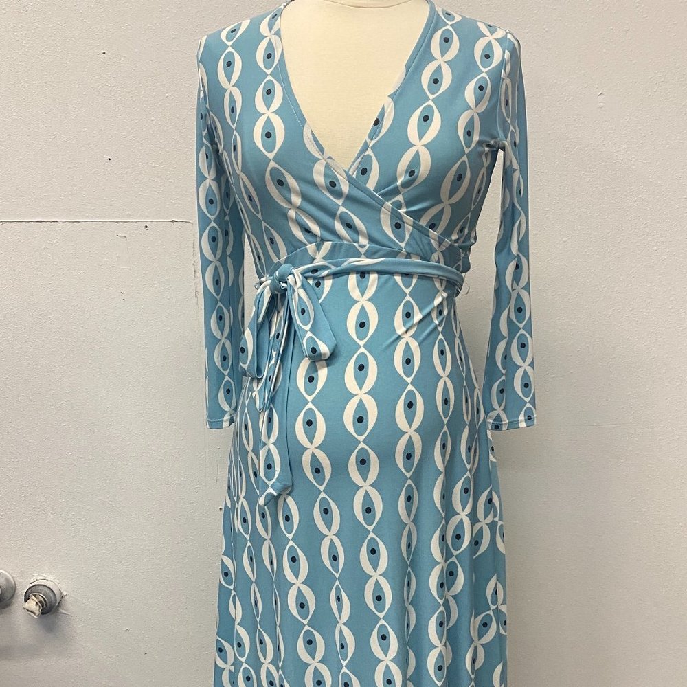 Leota Maternity Blue Wrap Mini-Dress